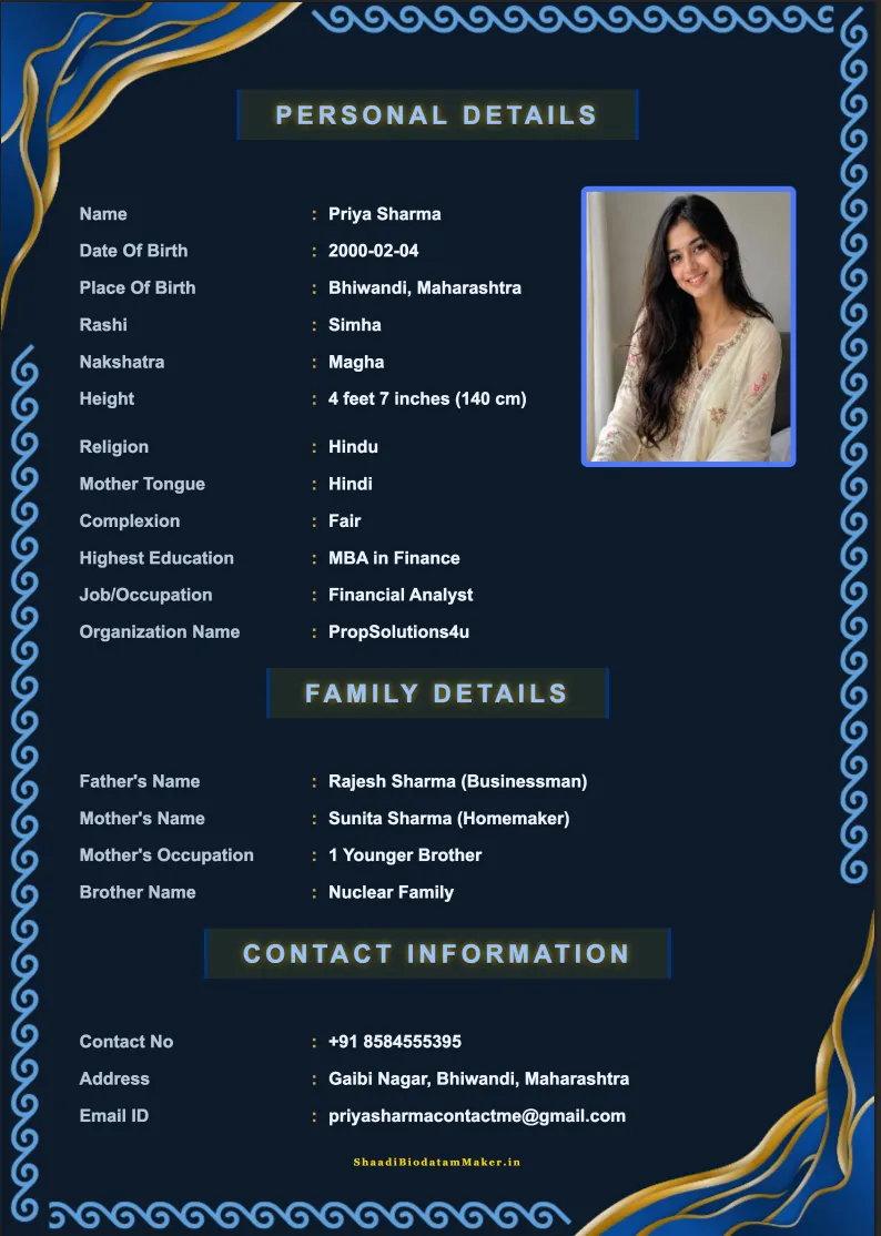 Shaadi Biodata Template